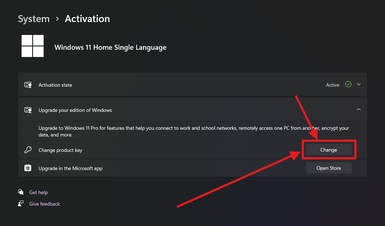 Open Activation Settings